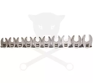 Villáskulcs adapter készlet nyitott 3/8" 10 db-os 10-19 mm "Crowfoot" BGS