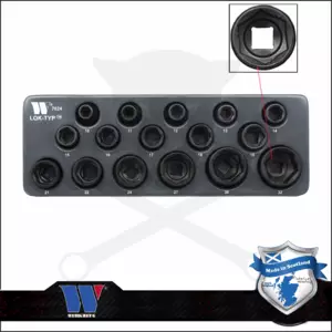 Lok-Typ Légkulcsfej készlet 1/2" 16 db-os spec.6 lap normál 10-32 mm-Welzh