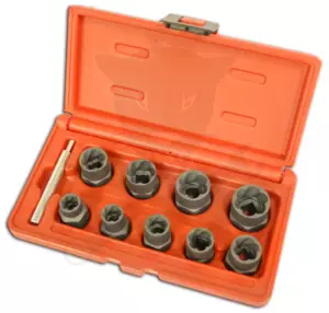 Csavarkiszedő készlet - sérült fejű csavarokhoz  9+1 db-os 10-19 mm 3/8"