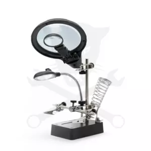 Paneltartó nagyítóval, csipeszekkel 5 LED, 360° forg. IP20,