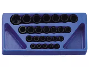 Tálcás Genius dugókulcs, gépi készlet 6 lapú normál 1/2" 25 db-os 1/3