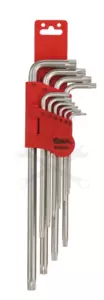 Torxkulcs "L" alakú készlet 10 db-os lyukas torx, hosszú Genius