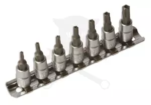 Bit készlet 5 ágú, lyukas-torx TS bit készlet 7 db-os 1/4" - Laser