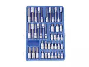 Tálcás Genius rátűzőkucs készlet 1/2" imbusz, torx, XZN 42 db-os - 1/2