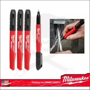 Jelölő filctoll, vékony 0.6 mm Milwaukee FEKETE 4 db-os klt