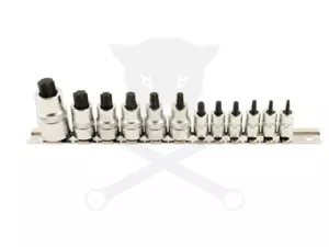 Rátűzőkulcs - crowa+bit készlet 1/4"-3/8"-1/2" 12 db-os RÖVID Torx:T8-T60