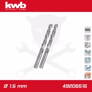 Csigafúró 1,5 mm HSS-G DIN 338 Silver Star, profi 2 db-os - KWB