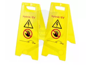 Tábla Figyelmeztető -Hybrid/Elektomos Gépjármű- nagyfeszültség -Tiltó