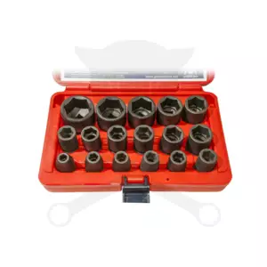 Légkulcsfej készlet 1/2" 17 db 8-32 mm metrikus rövid 6 lap - Genius
