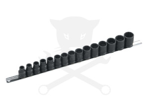 Légkulcsfej készlet 1/2" 15 db 10-24 mm metrikus rövid 12 l. - Genius