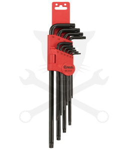 Torxkulcs "L" alakú készlet 10 db-os lyukas torx, hosszú Genius