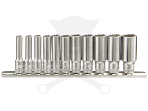 Dugókulcs - crowafej készlet 1/4" 12 szögű hosszú 5.5-14 mm 11 db Genius