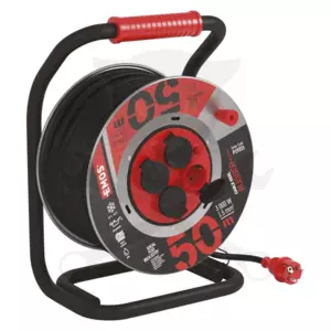 Kábeldob 50 m - IP44 gumi kábel 3 x 1.5 mm2 - 3000W Fekete