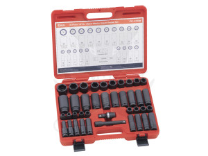 Légkulcsfej készlet 1/2" 40 db   9-30 mm metrikus rövid-hosszú Genius