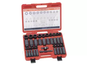 Légkulcsfej készlet 1/2" 40 db   9-30 mm metrikus rövid-hosszú Genius