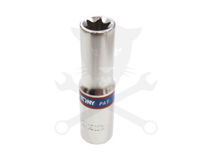 Dugókulcs - crowafej 3/8" belső torx hosszított E12 KingTony