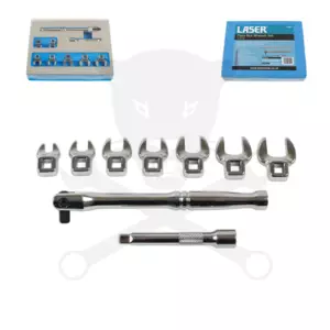 Villáskulcs adapter készlet nyitott 1/4" 9 db-os 7-14 mm "Crowfoot"