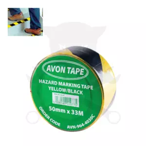 Jelzőszalag sárga-fekete 33 méter x 50 mm öntapadós (AVN-964-4030C)