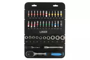Dugókulcs és bit készlet 37 darabos 1/4" - Laser Tools