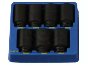 Tálcás Genius dugókulcs, gépi készlet 6 lapú hosszú 1/2" 7 db-os 30-38mm (DI-407M )