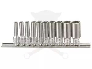 Dugókulcs - crowafej készlet 1/4" 12 szögű COLOS hosszított 10 db Genius