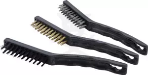Drótkefe készlet 225 mm 3 db-os acél + réz + műanyag - Kraftmann