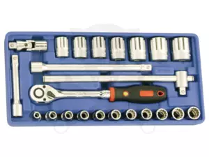 Tálcás Genius dugókulcs készlet 12 szögű metrikus rövid 1/2" 23 db - 1/3