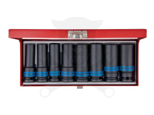Légkulcsfej készlet 1/2" 8 db 12-24  mm metrikus hosszú KingTony
