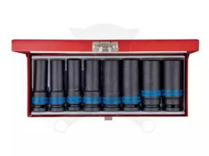 Légkulcsfej készlet 1/2" 8 db 12-24  mm metrikus hosszú KingTony
