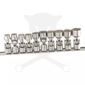 Dugókulcs - crowafej készlet 3/8" 12 sz. csuklós 10-19 mm Genius