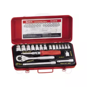 Dugókulcs készlet 1/4" - 3/8" belső E-torx E4-E20 19 db-os Genius