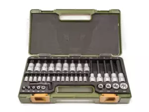 Rátűzőkulcs - crowa+bit készlet 1/4-1/2" imb.+TX+TTX+E-Torx 41 részes