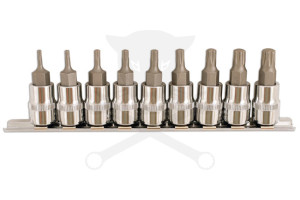 Rátűzőkulcs - crowa+bit készlet Torx Plus® 9 darabos TP10 - TP50 3/8"
