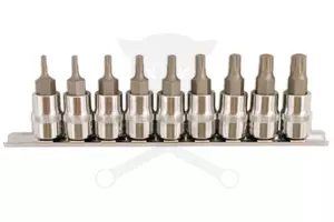 Rátűzőkulcs - crowa+bit készlet Torx Plus® 9 darabos TP10 - TP50 3/8"