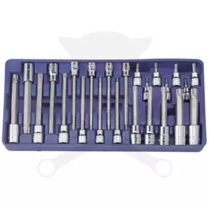 Tálcás Genius rátűzőkulcs készlet torx 3/8" + 1/2" 24 db-os 1/3