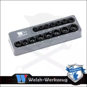 Lok-Typ Légkulcsfej készlet 3/8" 15 db-os spec.6 lap normál 8-22 mm-Welzh