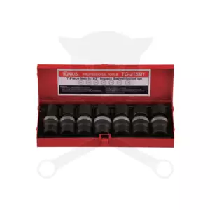 Légkulcsfej készlet 1/2" 7 db 13-21 mm metrikus rövid - Csuklós- Genius