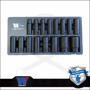 Lok-Typ Légkulcsfej készlet 1/2" 16 db-os spec.6 lap hosszú 10-32 mm-Welzh
