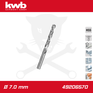 Csigafúró 7,0 mm HSS-G DIN 338 Silver Star, profi - KWB
