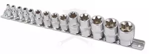 Dugókulcs - crowafej készlet 1/2"-3/8"-1/4" belső torx 14 db-os E4 - E24