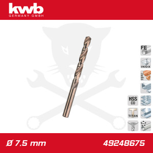 Csigafúró 7,5 mm HSS-G Co5 DIN 338 Twist, profi - KWB