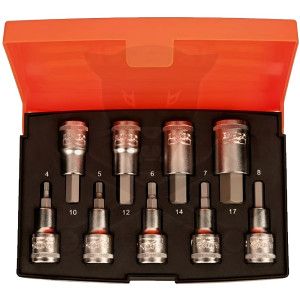 Rátűzőkulcs - crowa+bit 1/2" imbusz készlet 9 db-os