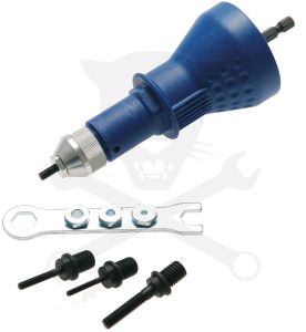 Szegecsanyahúzó adapter fúrógéphez-behajtóhoz. - 4 db-os készlet - BGS