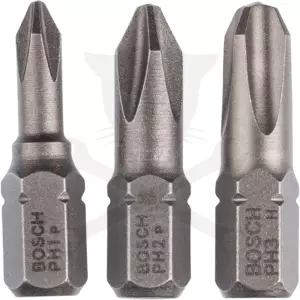 Bithegy, gépi készlet 3 darabos - PH1-PH2-PH3 x 25 mm - Bosch