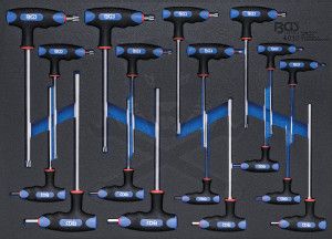 Tálcás T-fogós imbusz + torx csvarhúzó készlet 18 db-os 1/1