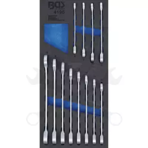 Tálcás BGS csillag-villáskulcs készlet racsnis 12 db-os - 1/3