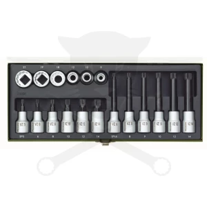 Rátűzőkulcs - crowa+bit 1/2" XZN - készlet 18 db-os - Proxxon