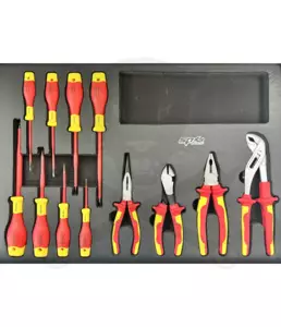 Tálcás SP Tools "M" VDE 1000V-os Fogó,csavarhúzó készlet 12 db-os