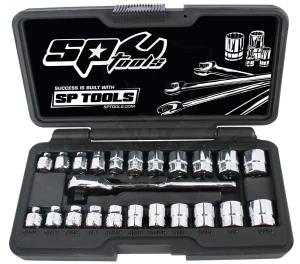 Dugókulcs készlet 1/4" 6 lap metrikus+colos LOW PROFIL 23 db SP Tools