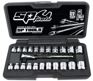 Dugókulcs készlet 1/4" 6 lap metrikus+colos LOW PROFIL 23 db SP Tools
